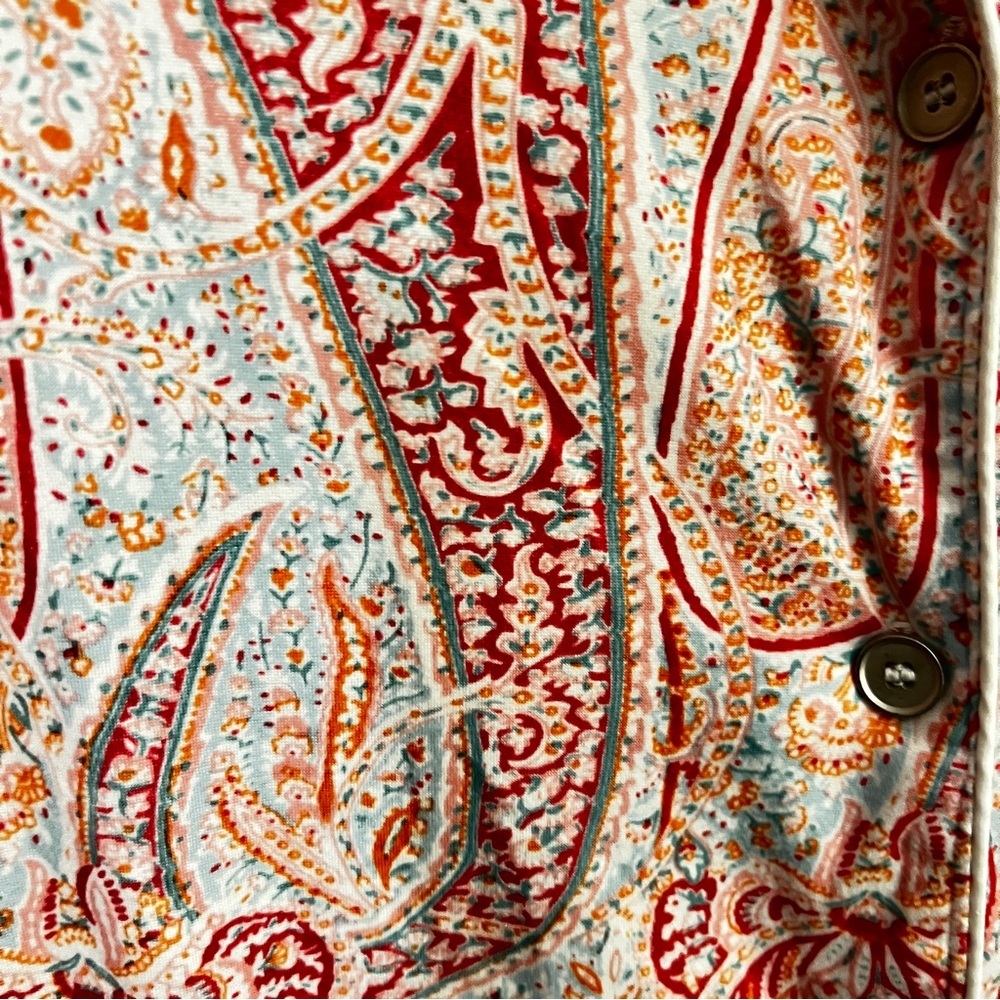 Echo Paisley Print Pajama Sleep Shirt - Red, Cream and Orange Women’s Size Small - Picture 6 of 11